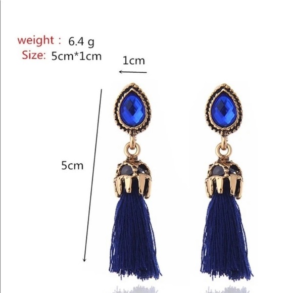 Boho Yarn Tassel Rhinestone Drop Fashion Earrings - Picture 3 of 3